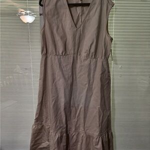 Time and Tru Sleeveless V-Neck Midi Dress in Taupe